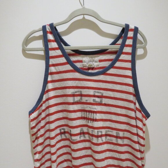 VINTAGE DENIM & SUPPLY RALPH LAUREN American Flag Slub Cotton Tank Top Y2K Sz M - Picture 3 of 13